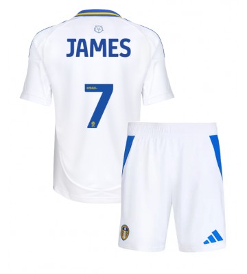 Leeds United Daniel James #7 Hemmakläder Barn 2024-25 Kortärmad (+ Korta byxor)